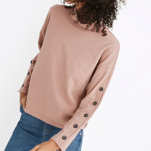 Madewell Sweaters - Madewell Button Sleeve Turtleneck Pink Top